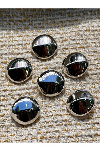 ODDA TASARIM ATÖLYESİ Bombe Model with Stripes Silver Color New Season 2 cm Button Set