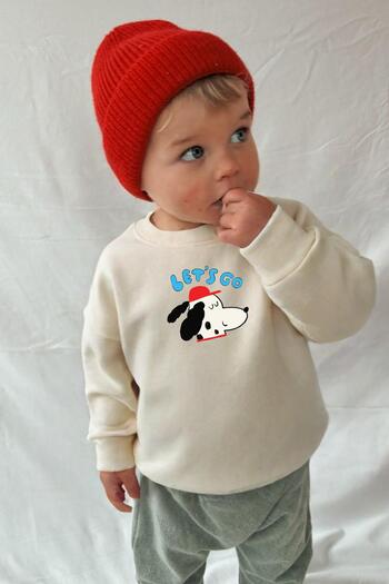 Monila Boy's Dog Printed 3 Thread Fabric Cotton Sweatshirt