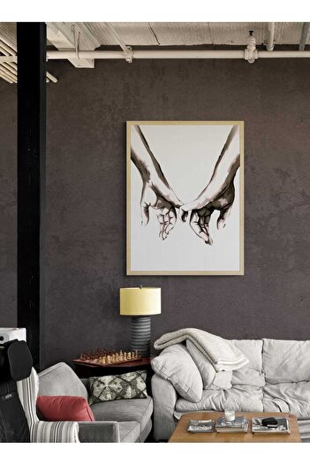 KAYABEY HOME Siyah Beyaz El Desenli Dekoratif Duvar Tablosu Modern Epoksi Tablo