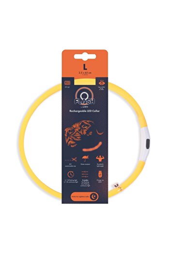 M-PETS Flash Led Neck Collar Orange (L)