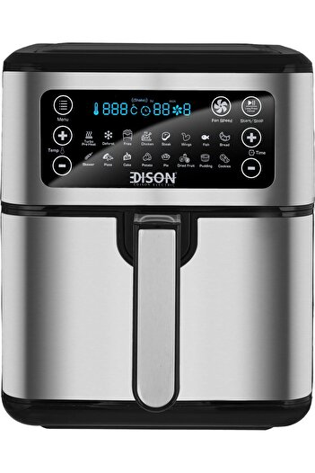 Edison KZD55-170F Steel Air Fryer, 1550-1850 Watt, 5.5 Liters, 16 Functions, Digital Display,