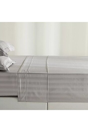 Home Centre Satin Stripe Pima Cotton Sateen 525 Thread Count Super King Flat Sheet - 260x270 cm