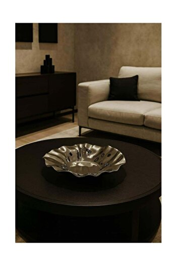 VALUES Decorative Luxury Metal Dish with Contemporary Ripple Design