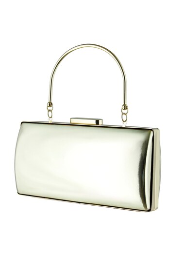 Erkan Saçmacı Gold Mirror Metal Handle Chain Evening Dress Clutch Bag