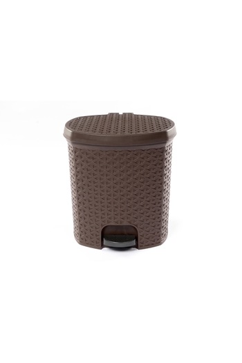 sterk Waste bin with pedal, plastic, rattan, brown, 18L