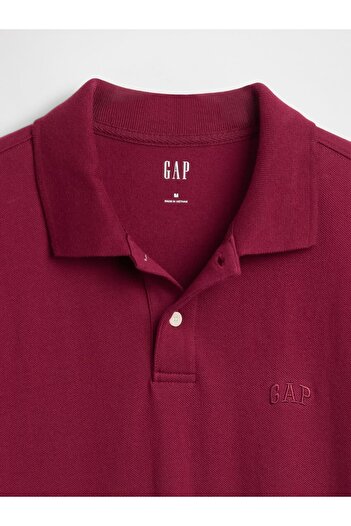 GAP Erkek Kırmızı Logo Piqué Polo Yaka T-Shirt