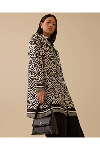 SCL Zebra Patterned Tunic with Tie Detail