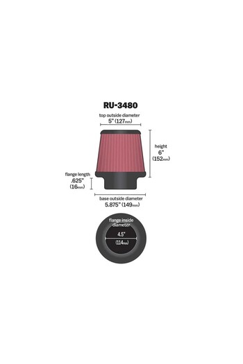 K&N Ru-3480 Universal Air Filter