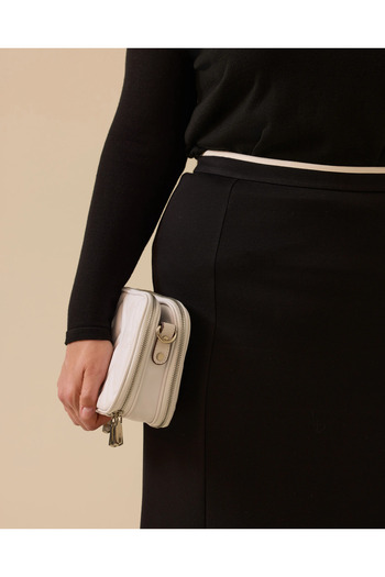Gala-Xi Plus Size Midi Skirt with Waist Piping Detail