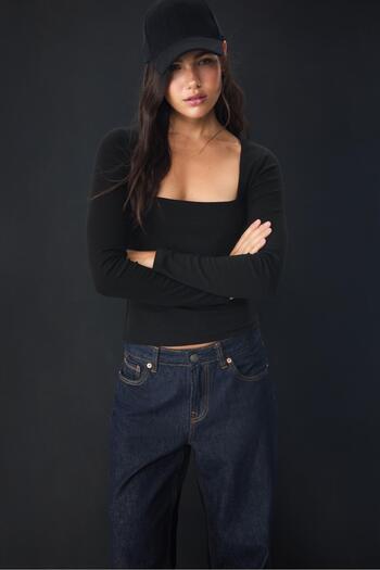 Stradivarius Basic T-shirt with square neckline
