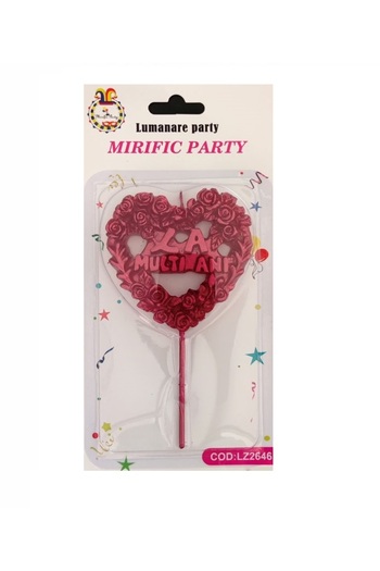 SDX Market Birthday cake candle, heart shape, Red, 14 cm
