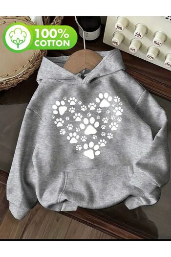 herkesemoda Світшот з капюшоном, підкладкою з флісу та принтом у вигляді серця