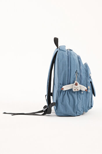 GALB Premium Waterproof Crinkle Fabric High School and Middle School Backpack + Keychain Blue