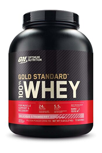 Optimum Nutrition Gold Standard 100% Whey Protein Powder 5 lbs (Delicious Strawberry)