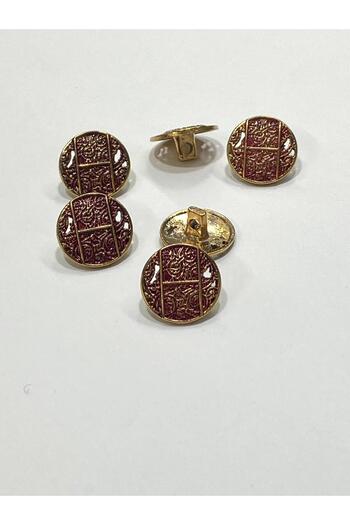 karantuhafiye Antique Gold Floor / Metal Button / 1.8 cm / Set of 6 / (M09089)/ Burgundy