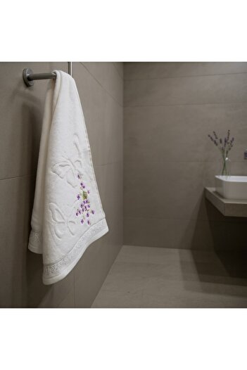 Özdilek Jasmin Velvet White 100% Cotton Soft Patterned Towel 50×90