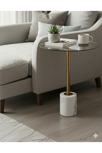 private house Modern marble coffee table with glass top