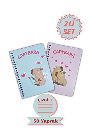 Ceylan Kırtasiye Capybara A6 Notepad Homework Notebook 10 cm X 14 cm Capybara (Set of 2)
