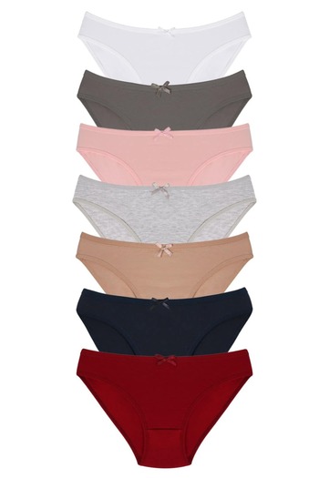 Novella Women's Panties 7-Pack - Solid Color, Regular Waist, Cotton, Comfortable Everyday Underwear