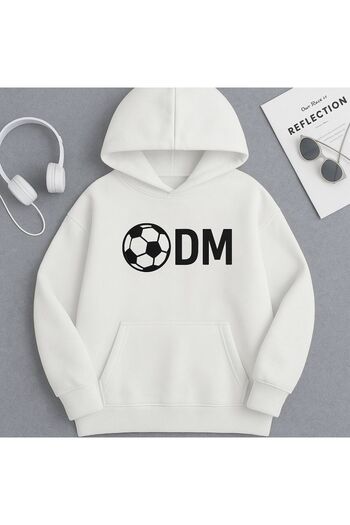 CLASSY.MODA DM Minimal Football Hoodie – Φούτερ με κουκούλα με σχέδιο με μπάλα του ποδοσφαίρου |   Unisex αθλητικό στυλ