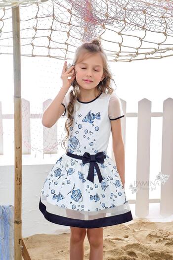 Pamina Girl's Sea Themed Skirt Set, Age 2-6, White