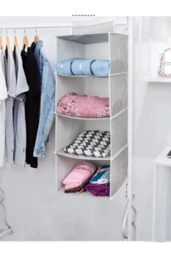 Smyak Gray Striped Closet Shelf Organizer 24 X 29 X 64