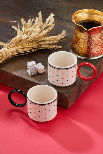 EMBazaar Heart Sip 2-Piece Mug, Special Mug Set for Couples, Heart Patterned Mug, Tea, Coffee, Special Mug for Lovers