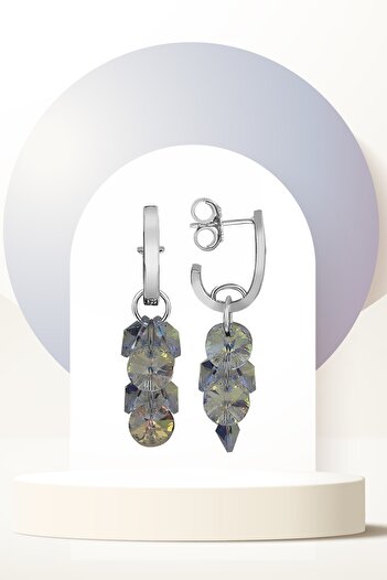 Swaroski Zirconia Crystal Stone Women's Jan Cluster Silver Earrings |   Fun and Very Glittery