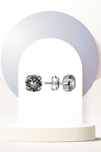 Swaroski Zirconia Crystal Stone Women's Ss Nail Stud Silver Earrings |   Eye-Catching Nail Detail with Special Cut