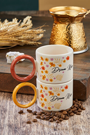 EMBazaar Dream More 2-Piece Coffee, Tea, Espresso, Herbal Tea Mug Set Patterned Mug