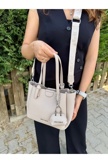 Just Polo Original Women's Stone 3-Compartment Luxury & Stylish Soft Leather Hand and Shoulder Bag Suitable for Daily Use
