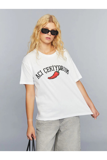 LC Waikiki Crew Neck Slogan Printed Women's T-Shirt