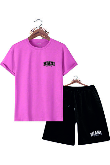 HOFFNUNG Unisex Men/Women Crew Neck Miami Printed Bottom Top Tracksuit Suit