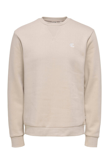 Only & Sons Ανδρικό φούτερ Onsceres Reg Ls Logo Crew Cream 22035226