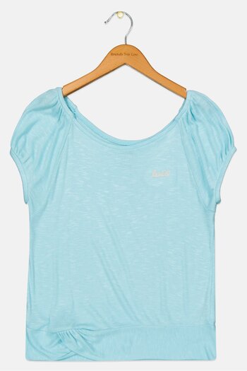 Levi's Kid Girl Boat Neck Short Sleeve Textured Top, Turquoise