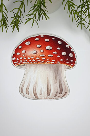 decofav Mushroom Shape Autumn Themed Embroidered Fabric Cocktail Napkin 1 Piece