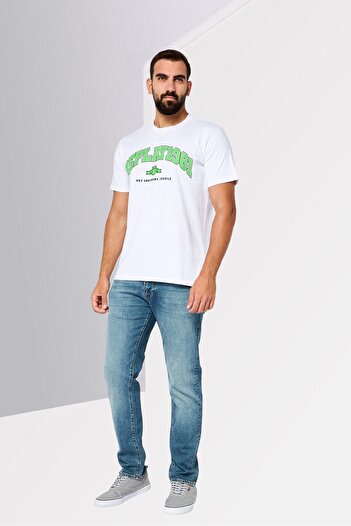 Replay Men Crew Neck Short Sleeves Brand Logo T-Shirt, White