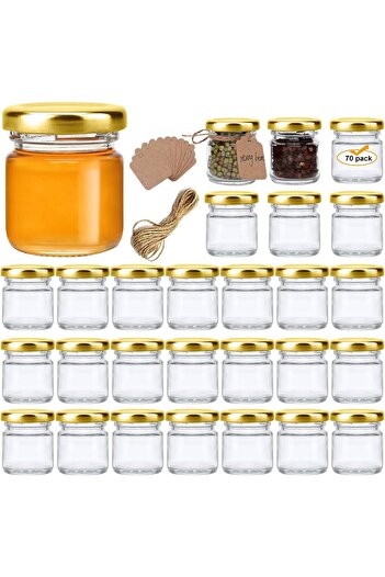 erorex Mini Glass Jars Set Bulk Pack 20Small Containers Lids | 1.5 Oz Clear Glass Bottles Honey, Jams,