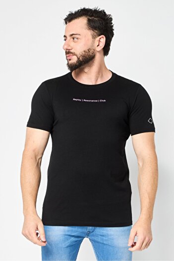 Replay Men Crew Neck Short Sleeve Graphic Print T-Shirt, Black
