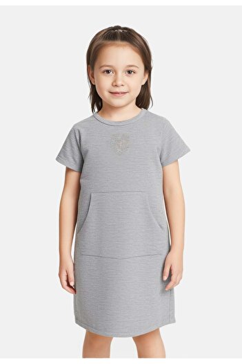 Scuderia Ferrari Toddlers Girl Brand Logo Short Sleeve Dress, Grey