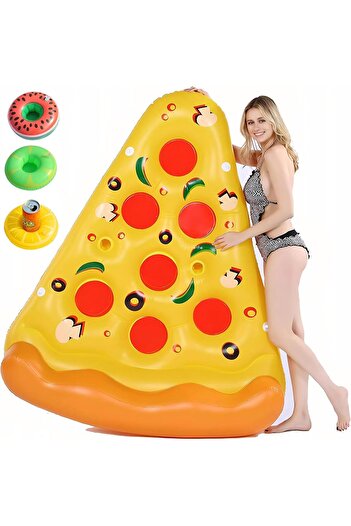 erorex Inflatable Pool Float Adult Pizza Pool Floaties Lounger 3 Pack Inflatable Drink Holders 180Cm X