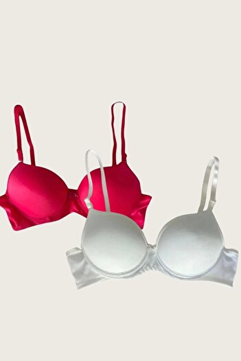 Litae Secretsita Red-White 2-Pack Micro Fabric Push up Padded Underwire Everyday Support Bra