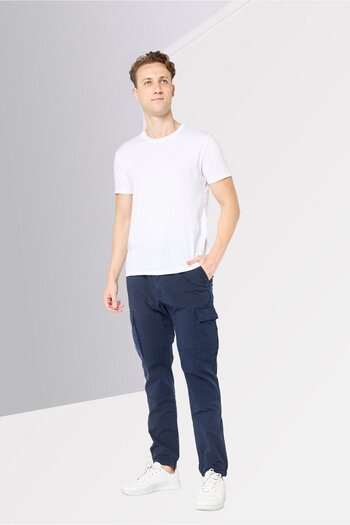 Replay Men Regular Fit Drawstring Stretchable Jogger Pants, Navy