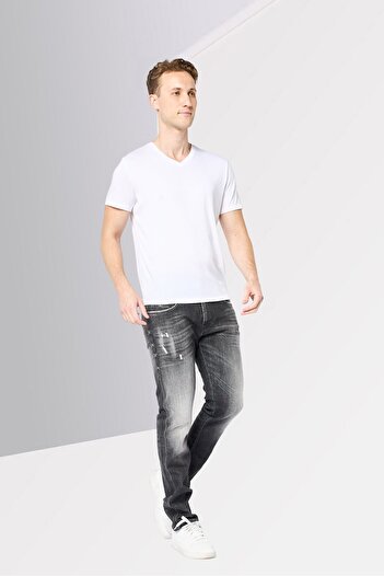 Replay Men Slim Fit Washed Stretchable Jeans, Dark Grey