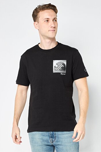 Replay Men Crew Neck Short Sleeve Graphic Print T-Shirt, Black