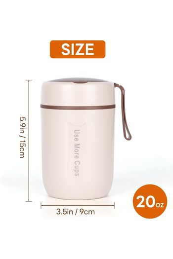 erorex 20 Oz Insulated Food Jar, Stainless Steel Container Thermos Folding Spoon, Keeps Food Hot Or Cold,