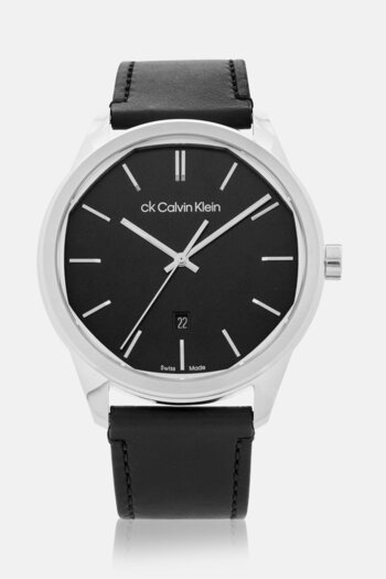 Calvin Klein Men 25000062 Leather Analog Watch 42 mm, Black