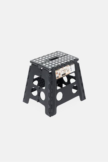Lifestyle Plastic 13 Inch Folding Step Stool With Handle, Black