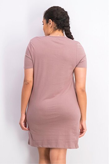 XOXO Women Short Sleeve Graphic Print Dress Sleepwear, Brown