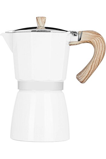 Alsaif Gallery Espresso Coffee Maker, 900 Ml, Wooden Handle - Light Grey